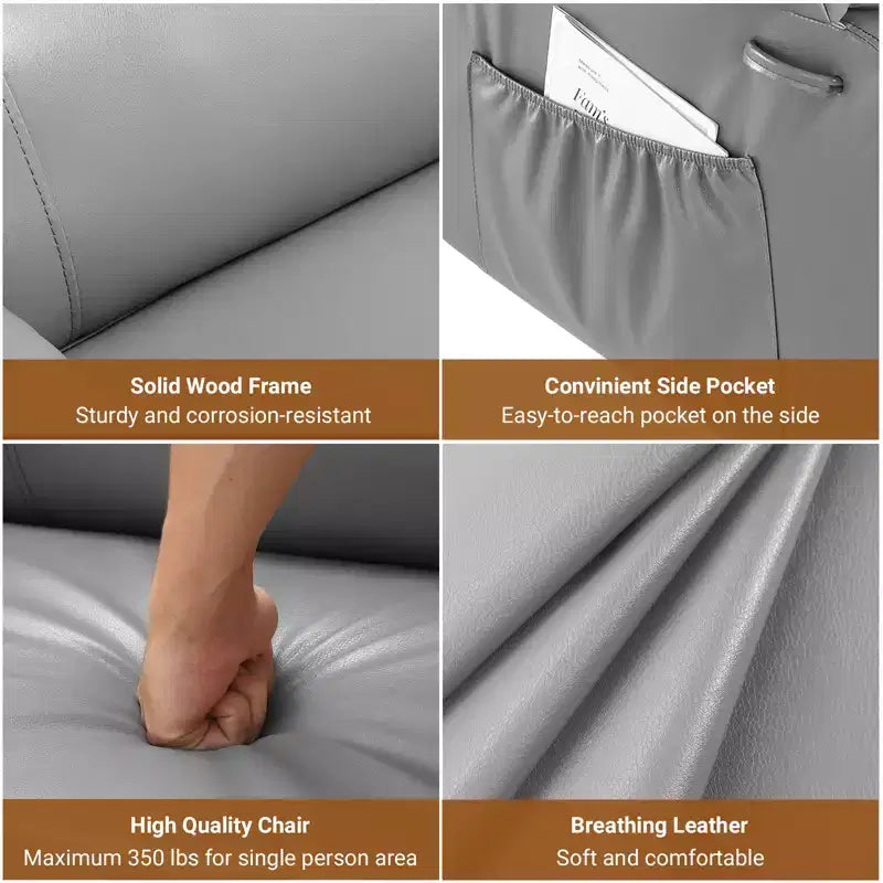Electric Lift Recliner Chair - Heat and Massage,PU Leather Heavy Duty Power Recliner for Elderly & Mobility Impaired,Adjustable Back and Legs