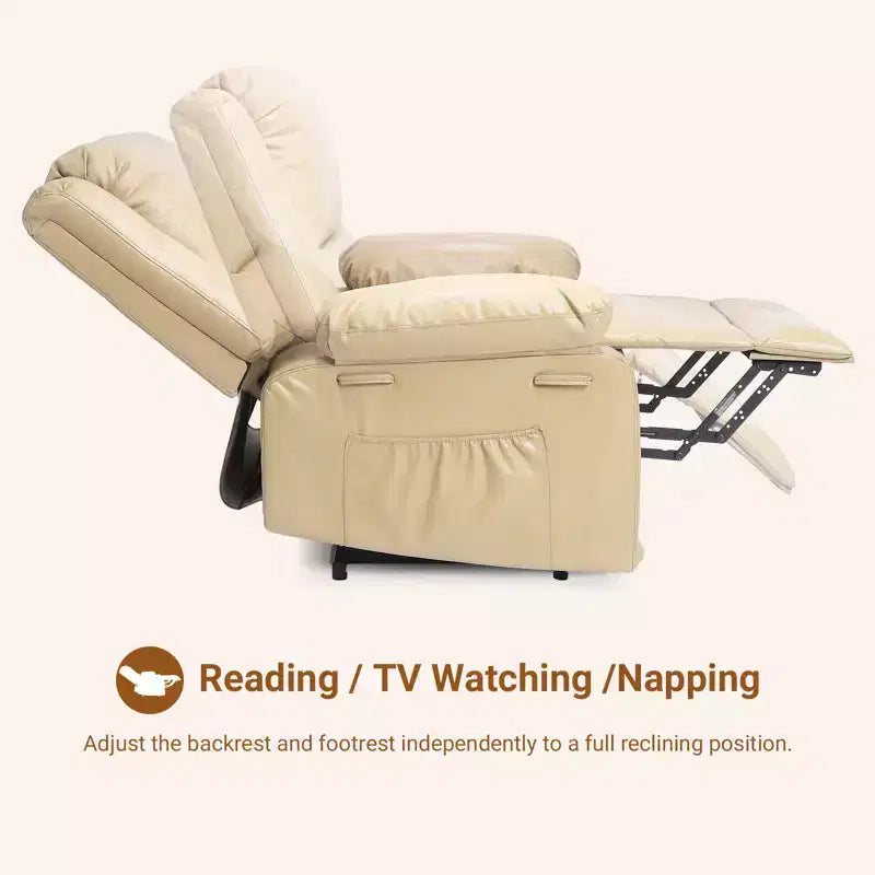 Electric Lift Recliner Chair - Heat and Massage,PU Leather Heavy Duty Power Recliner for Elderly & Mobility Impaired,Adjustable Back and Legs
