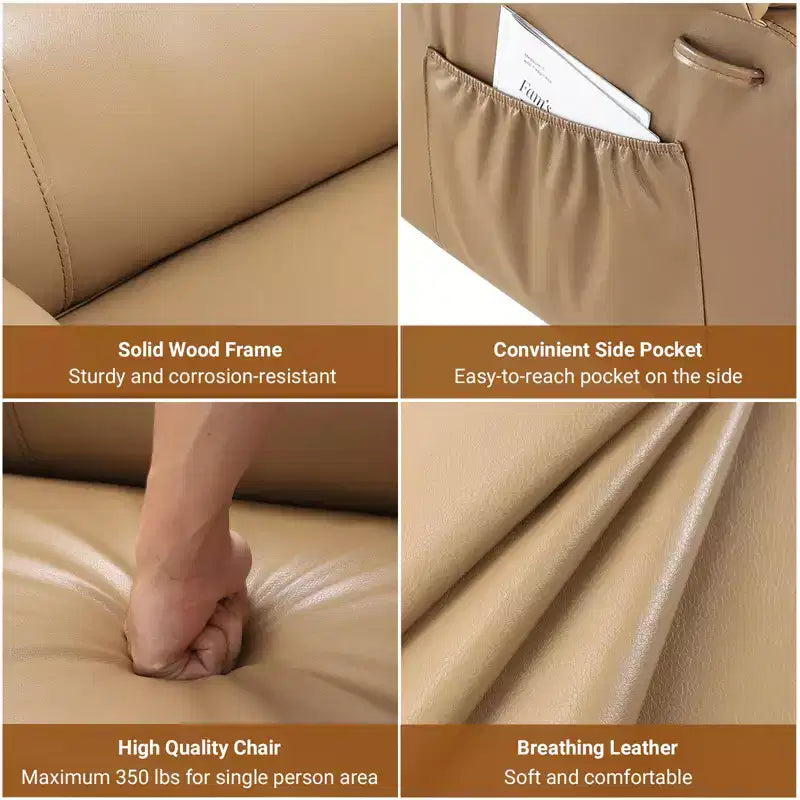 Electric Lift Recliner Chair - Heat and Massage,PU Leather Heavy Duty Power Recliner for Elderly & Mobility Impaired,Adjustable Back and Legs