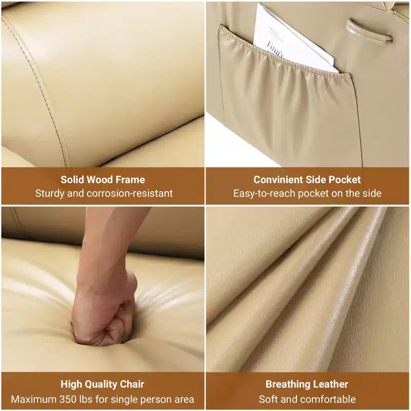 Electric Lift Recliner Chair - Heat and Massage,PU Leather Heavy Duty Power Recliner for Elderly & Mobility Impaired,Adjustable Back and Legs