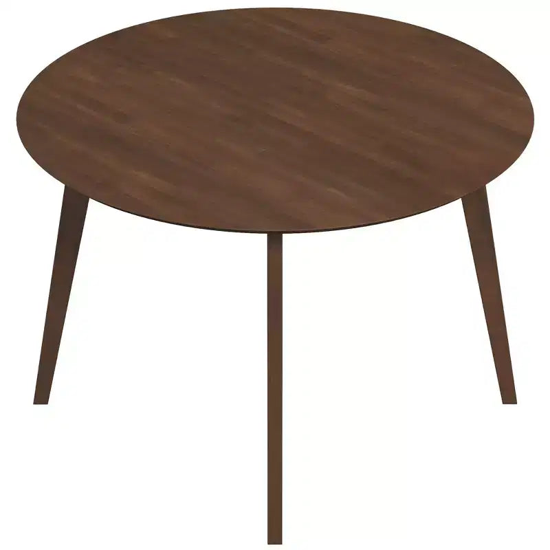 48 Mid-Century Walnut Solid-Wood Dining Table Kid-Safe Beveled Edge, Seats 4, Brown Stain Finish