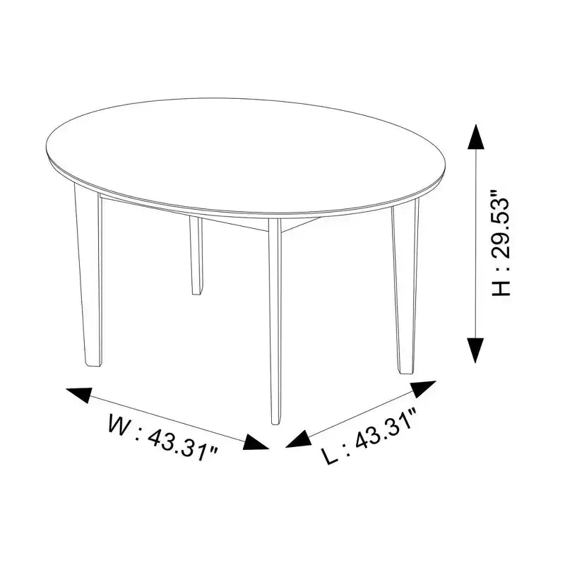 48 Mid-Century Walnut Solid-Wood Dining Table Kid-Safe Beveled Edge, Seats 4, Brown Stain Finish