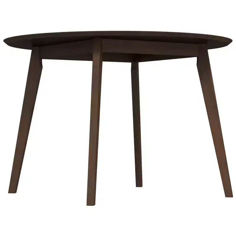 48 Mid-Century Walnut Solid-Wood Dining Table Kid-Safe Beveled Edge, Seats 4, Brown Stain Finish