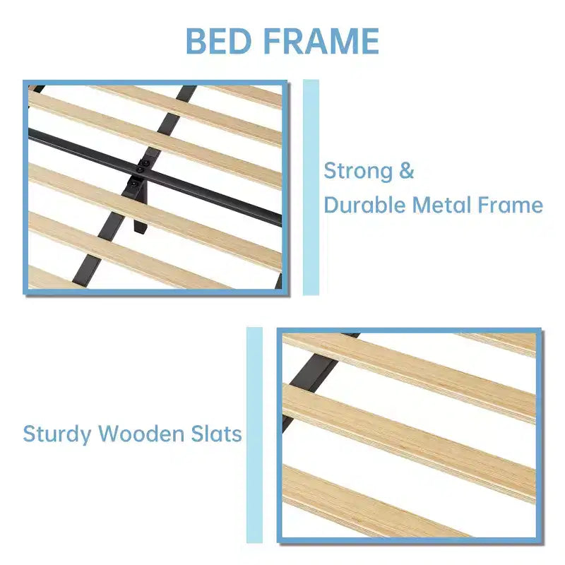 Twin Bed Frame, Velvet Upholstered Platform Bed Frame with Height Adjustable Headboard for Boys & Girls, Wood Slat Support, No Box Spring Needed