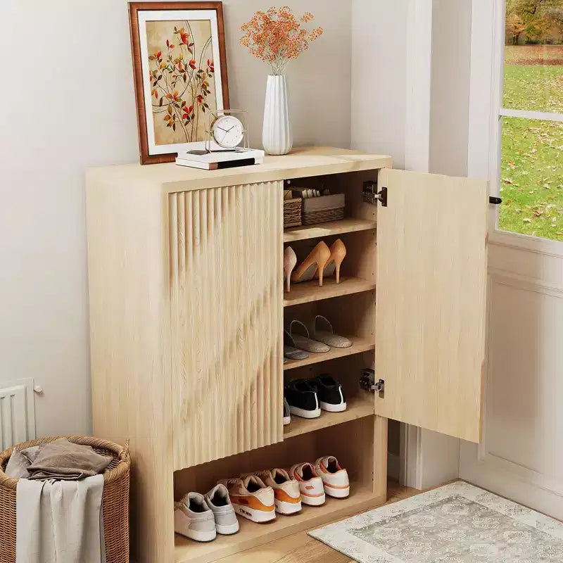 44.5 Tall Shoe Cabinet with Doors 5-Tier Wooden Shoe Storage Cabinet with Adjustable Shelves Shoe Organizer Rack for Entryway Hallway
