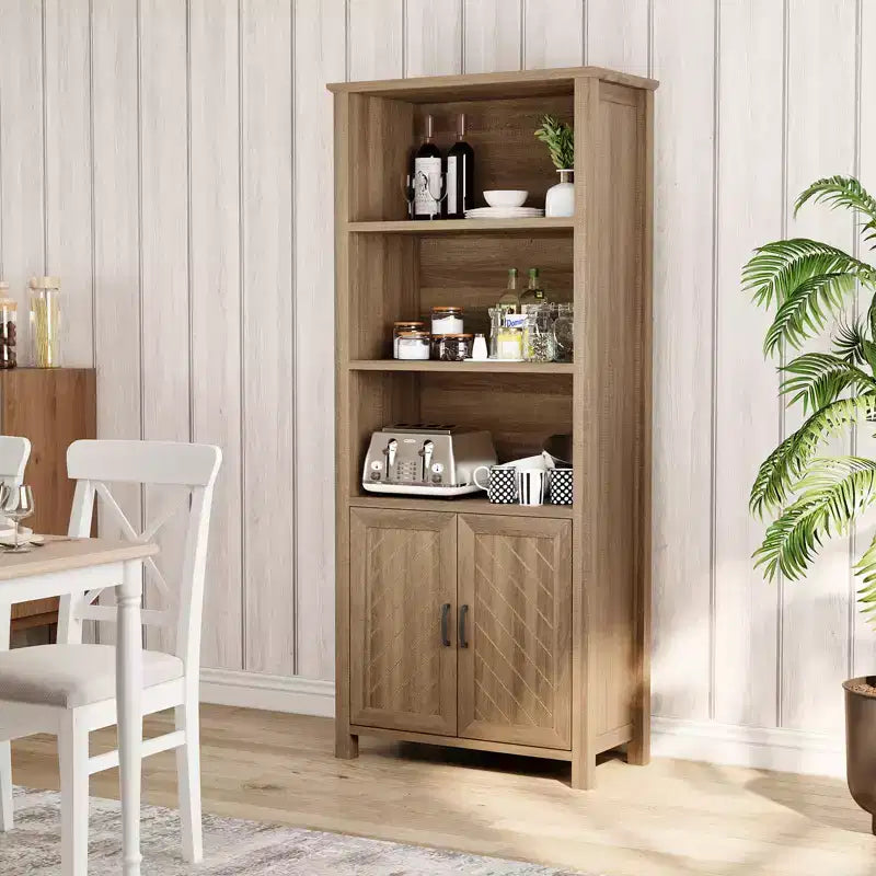 5-Tier Bookshelf with Doors Tall Bookcase with Adjustable Shelf Office Bookshelf with Storage Books Holder Organizer for Living Room/Bedroom/Home