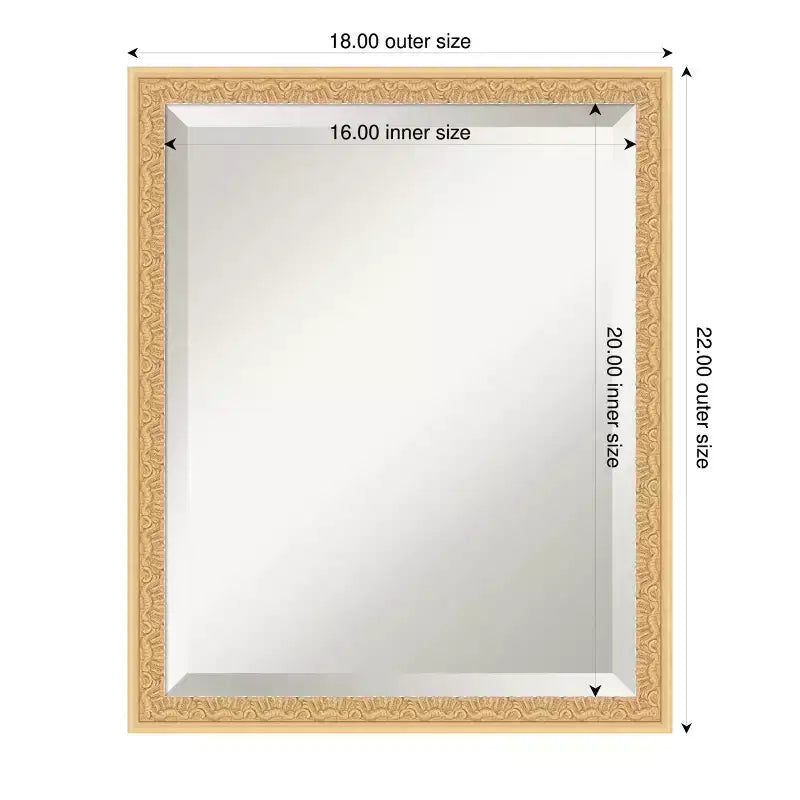Miroir mural biseauté encadré de bois pour coiffeuse
