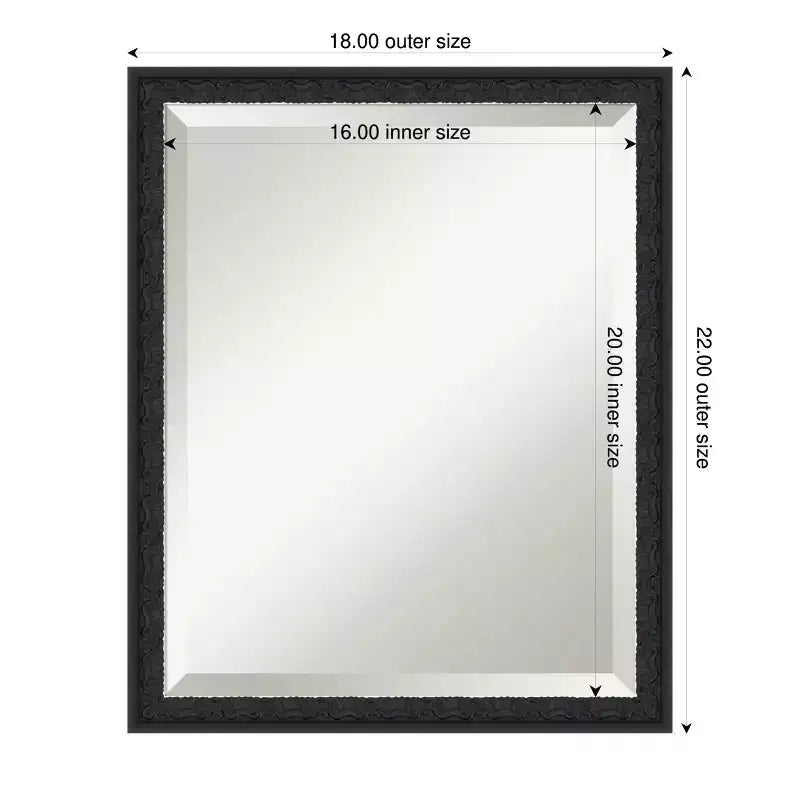 Miroir mural biseauté encadré de bois pour coiffeuse
