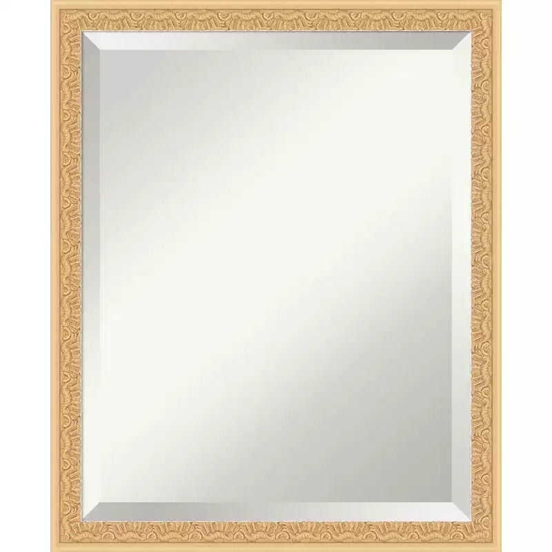 Miroir mural biseauté encadré de bois pour coiffeuse