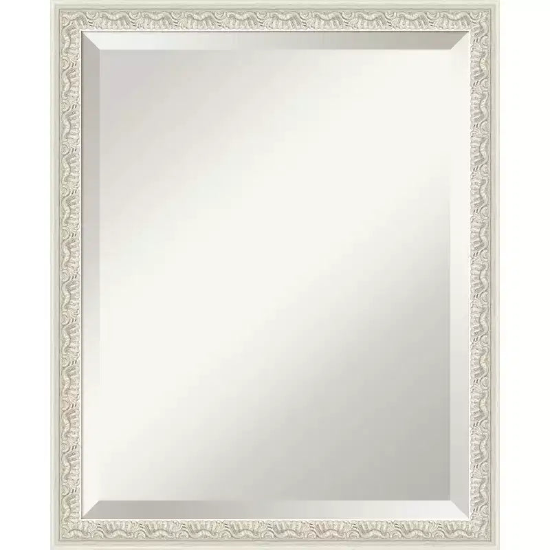 Miroir mural biseauté encadré de bois pour coiffeuse