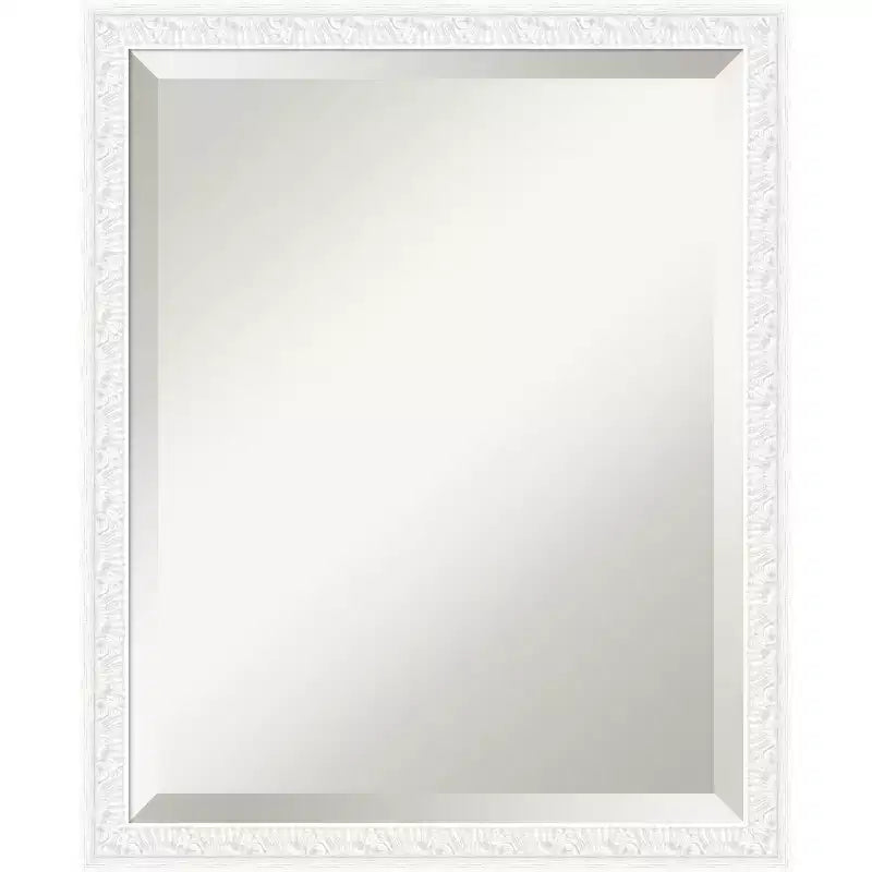 Miroir mural biseauté encadré de bois pour coiffeuse