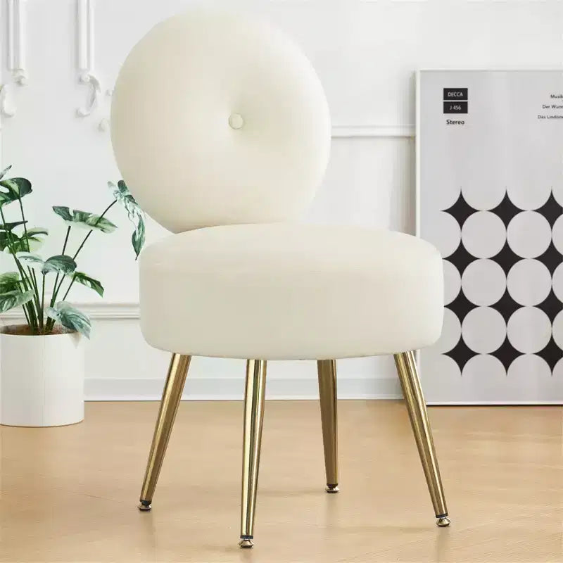 Furniliving Velvet Vanity Stool with Back Makeup Chair with Metal Legs Living Room/Dressing Room/Bedroom