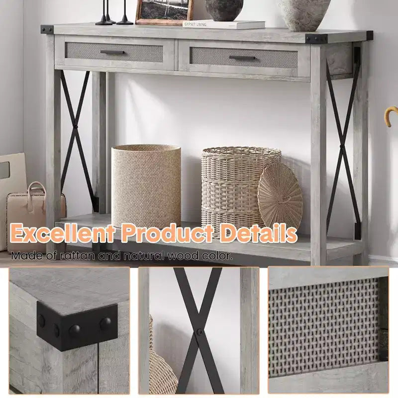 Console en rotin de style rustique
