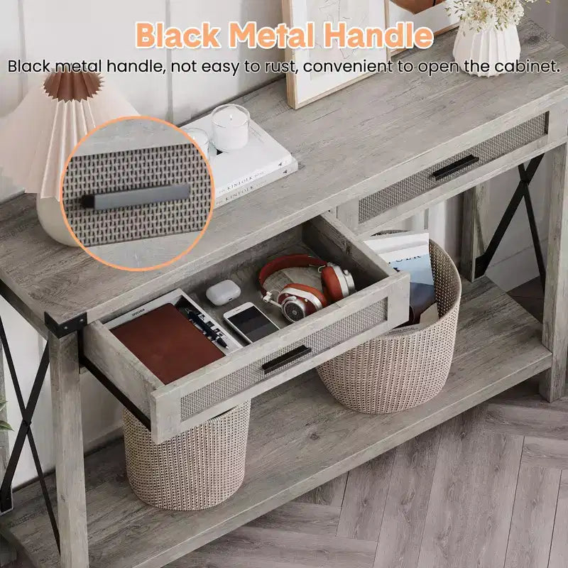 Console en rotin de style rustique