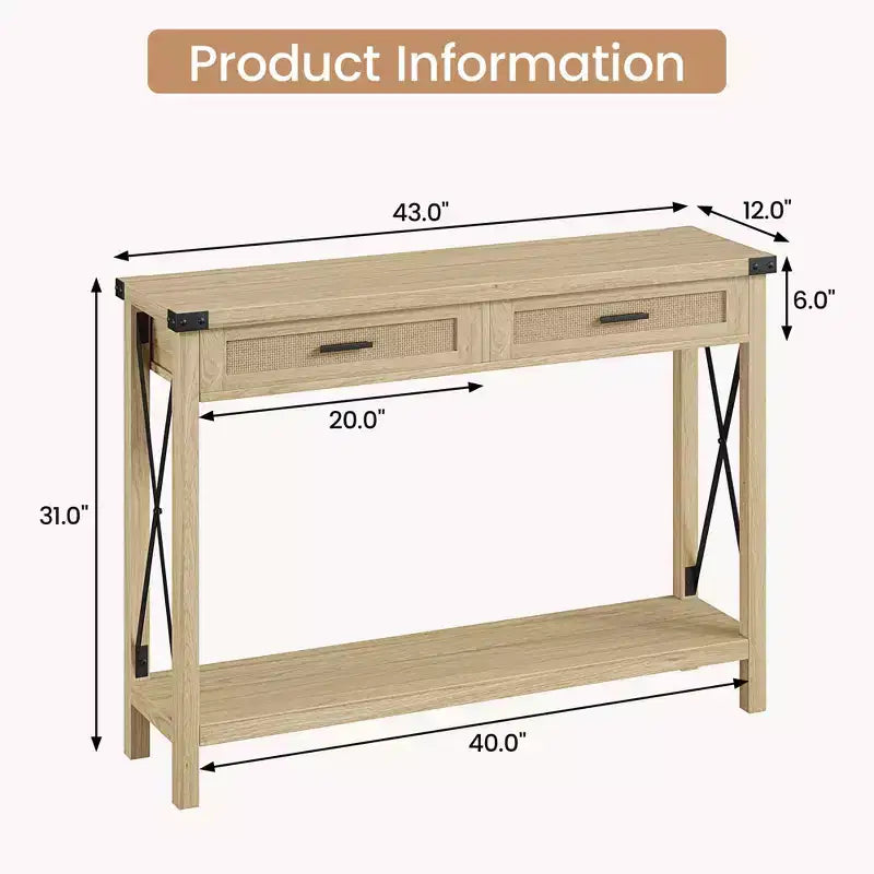 Console en rotin de style rustique