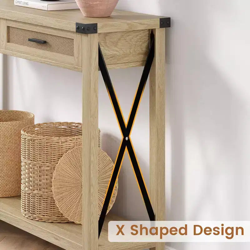 Console en rotin de style rustique