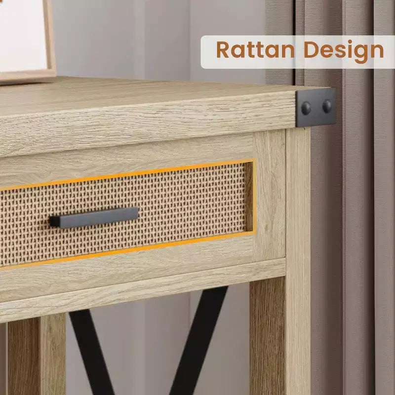 Console en rotin de style rustique