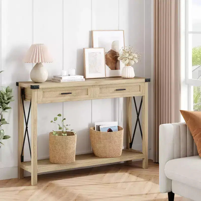 Console en rotin de style rustique