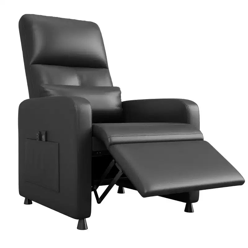 Lift Recliner Thickened PU Leather Single Sofa High Back with 2 Side Pockets Adjustable Home Theater Seat for Living Room