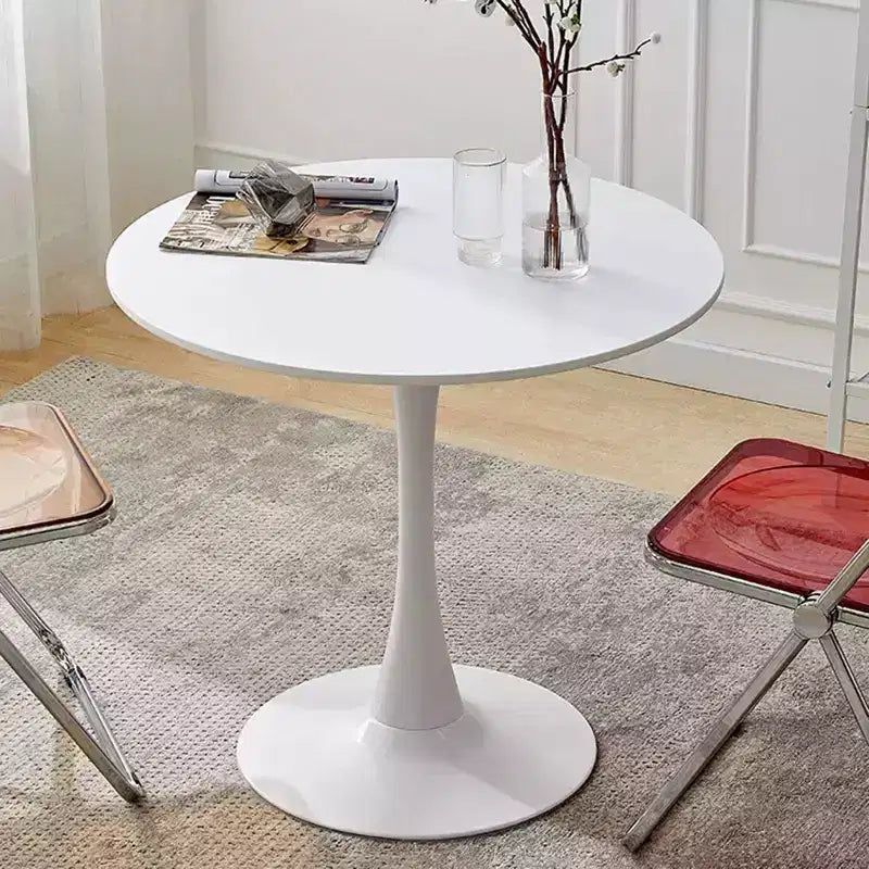 Okak 31.5/24IN Modern Round Dining Table for 4 Person Round Table with Metal Pedestal Small Table for Living Room Dining Room