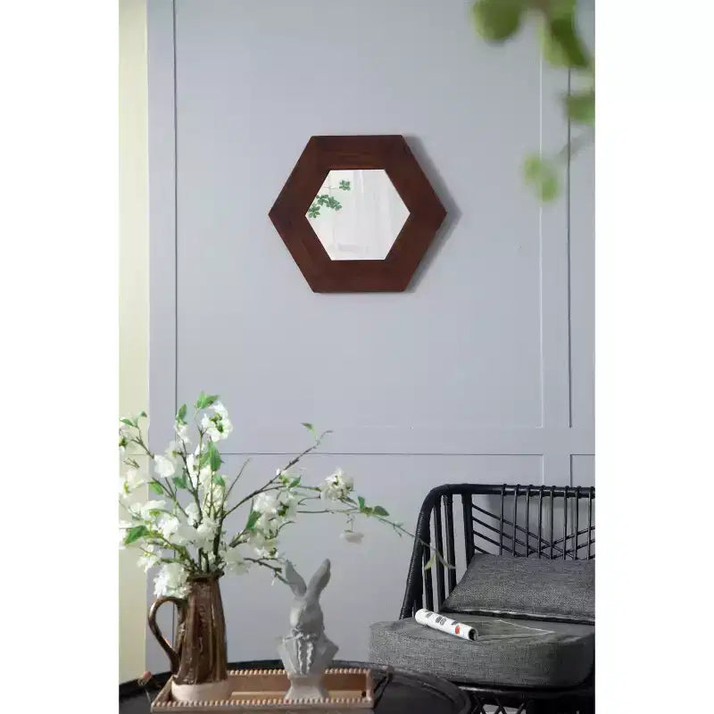 Miroir mural hexagonal