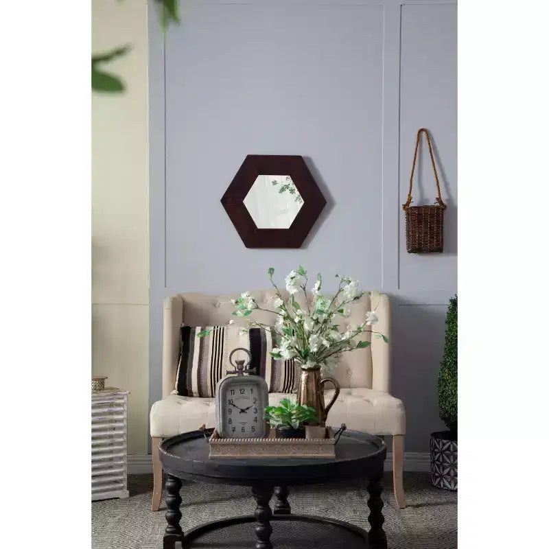 Miroir mural hexagonal