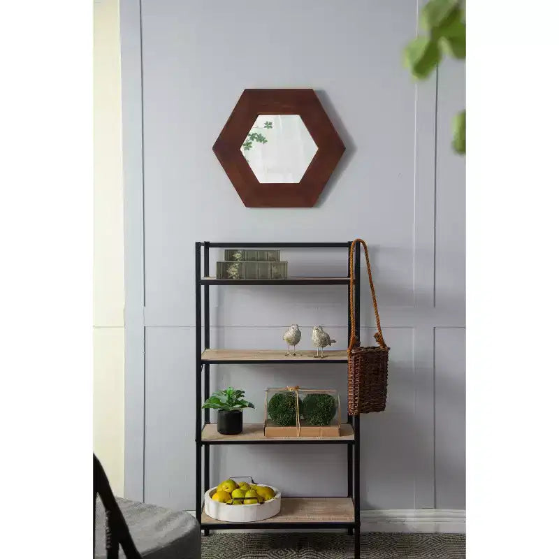 Miroir mural hexagonal