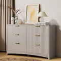 6-drawer dressing table rounded drawer slot wooden box dressing table TV stand and storage rack for bedroom and hallway gray