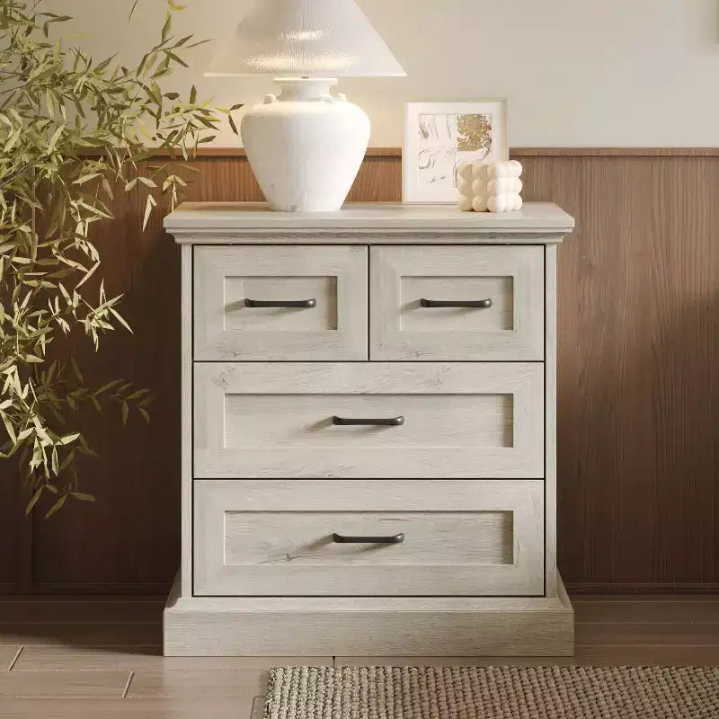 Famapy Wood - Grain 4 - Drawer Vertical Dresser Storage Cabinet Versatile as Nightstand