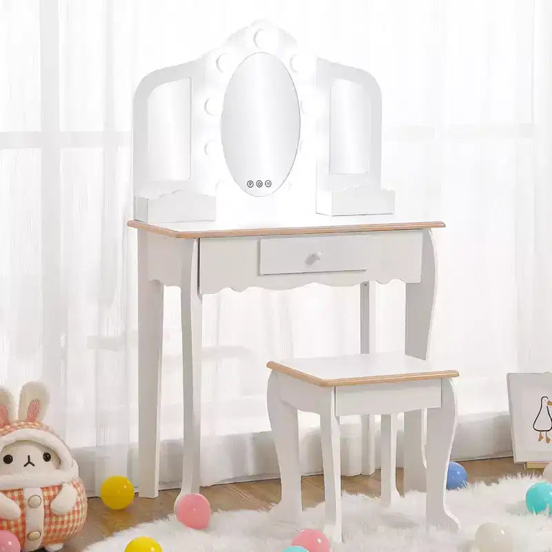 Coiffeuse pour enfants avec miroirs et tabouret