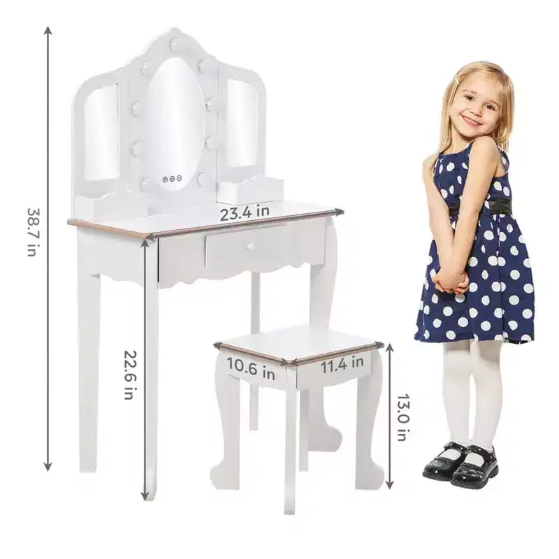 Coiffeuse pour enfants avec miroirs et tabouret