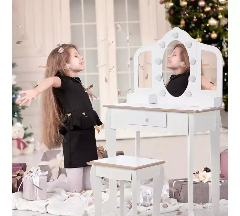 Coiffeuse pour enfants avec miroirs et tabouret