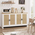 4 Doors and Shelf Rattan Accent Storage Cabinet Dining Room Kitchen Living Room
