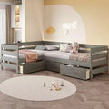 Lit Plateforme en L pour Deux Lits Simples
