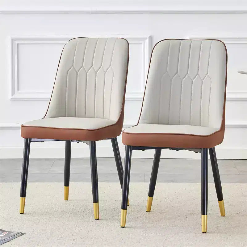 Chaises de salle à manger en cuir marron