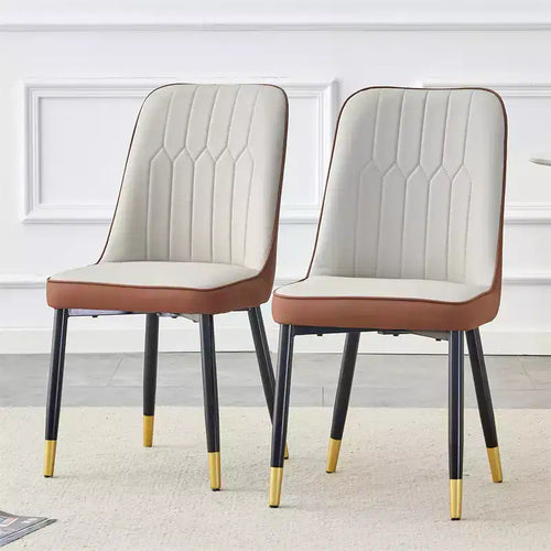 Chaises de salle à manger en cuir marron