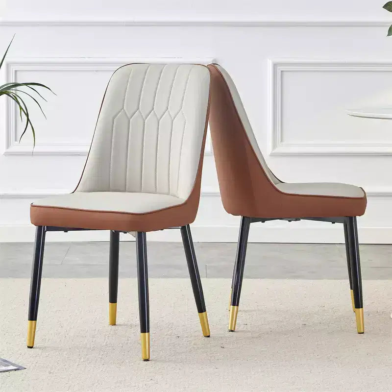 Chaises de salle à manger en cuir marron