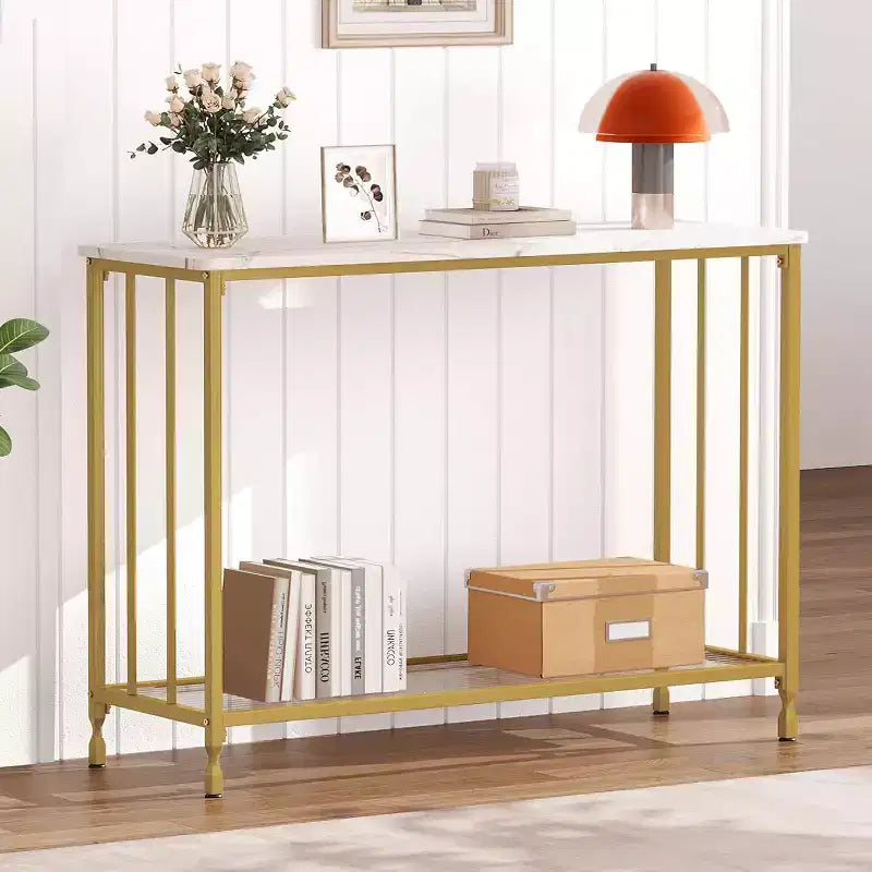 COZONY 41.5 Narrow Console Table with Shelf Slim Entryway Table for Hallway Behind Couch Foyer