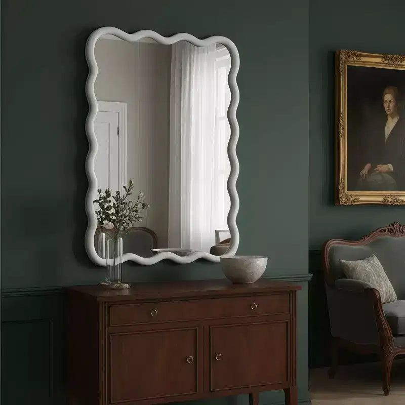 Miroir mural ondulé couleur bois naturel