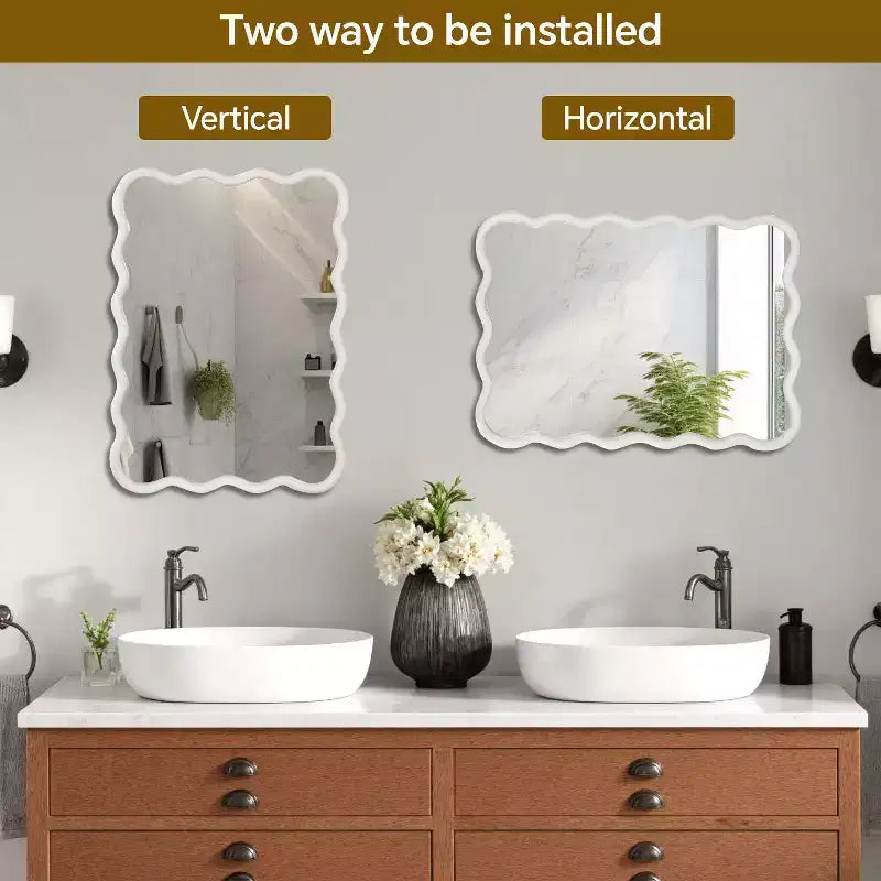Miroir mural ondulé couleur bois naturel