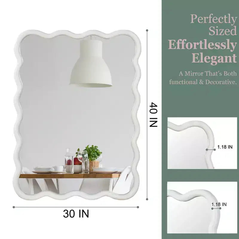 Miroir mural ondulé couleur bois naturel