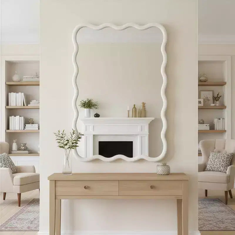 Miroir mural ondulé couleur bois naturel