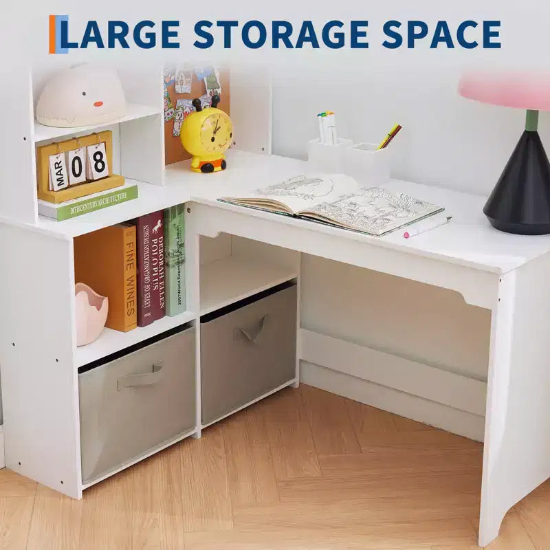 Bureau d'étude en forme de L pour enfants