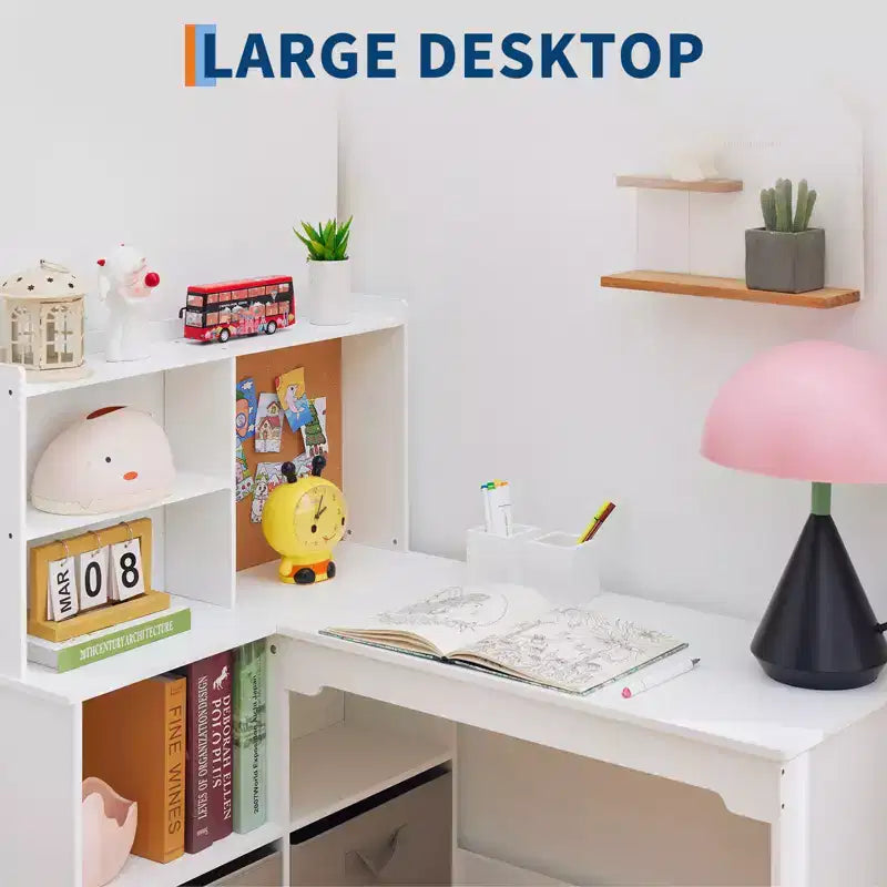 Bureau d'étude en forme de L pour enfants