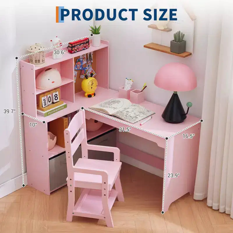 Bureau d'étude en forme de L pour enfants
