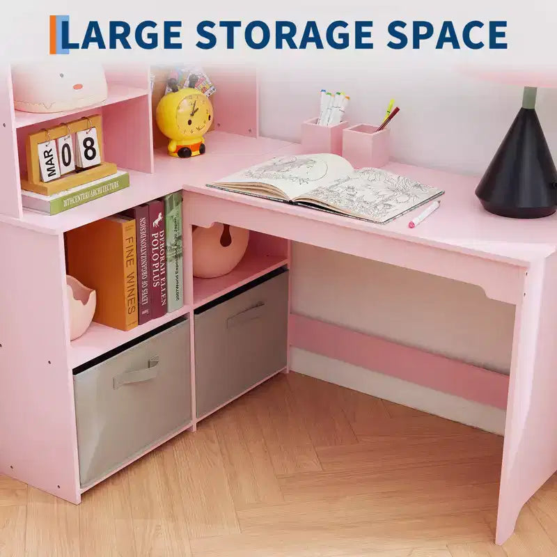 Bureau d'étude en forme de L pour enfants