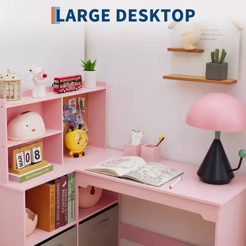 Bureau d'étude en forme de L pour enfants