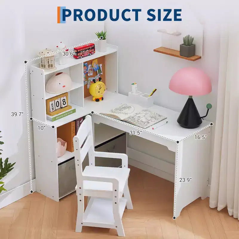 Bureau d'étude en forme de L pour enfants