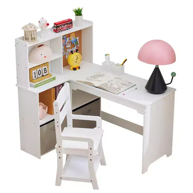 Bureau d'étude en forme de L pour enfants
