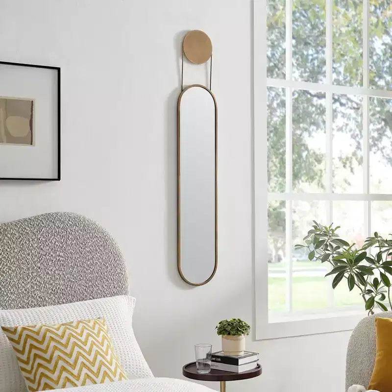 Miroir Mural Ovale en Laiton Antique Moderne